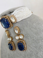 Blue Doublet Moissanite Kundan Choker set/Statement Necklace Set/Indian Jewelry/Pakistani Jewelry set/Wedding necklace/Bridal necklace