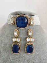 Blue Doublet Moissanite Kundan Choker set/Statement Necklace Set/Indian Jewelry/Pakistani Jewelry set/Wedding necklace/Bridal necklace