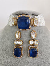 Blue Doublet Moissanite Kundan Choker set/Statement Necklace Set/Indian Jewelry/Pakistani Jewelry set/Wedding necklace/Bridal necklace