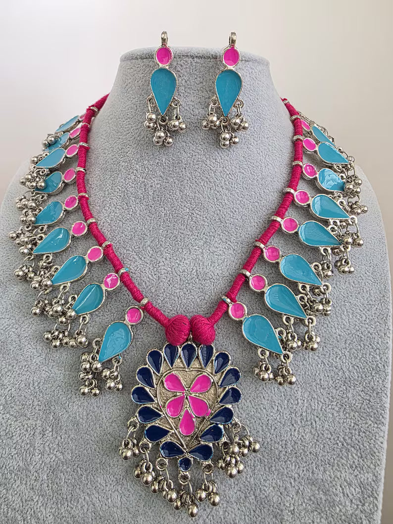 Afghani Necklace /oxidized Necklace/Oxidized Indian Jewelry/Boho Jewelry/Bib Necklace/Afghan necklace/Afghani jewelry/gypsy necklace