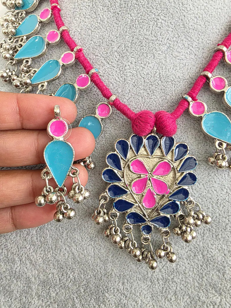 Afghani Necklace /oxidized Necklace/Oxidized Indian Jewelry/Boho Jewelry/Bib Necklace/Afghan necklace/Afghani jewelry/gypsy necklace