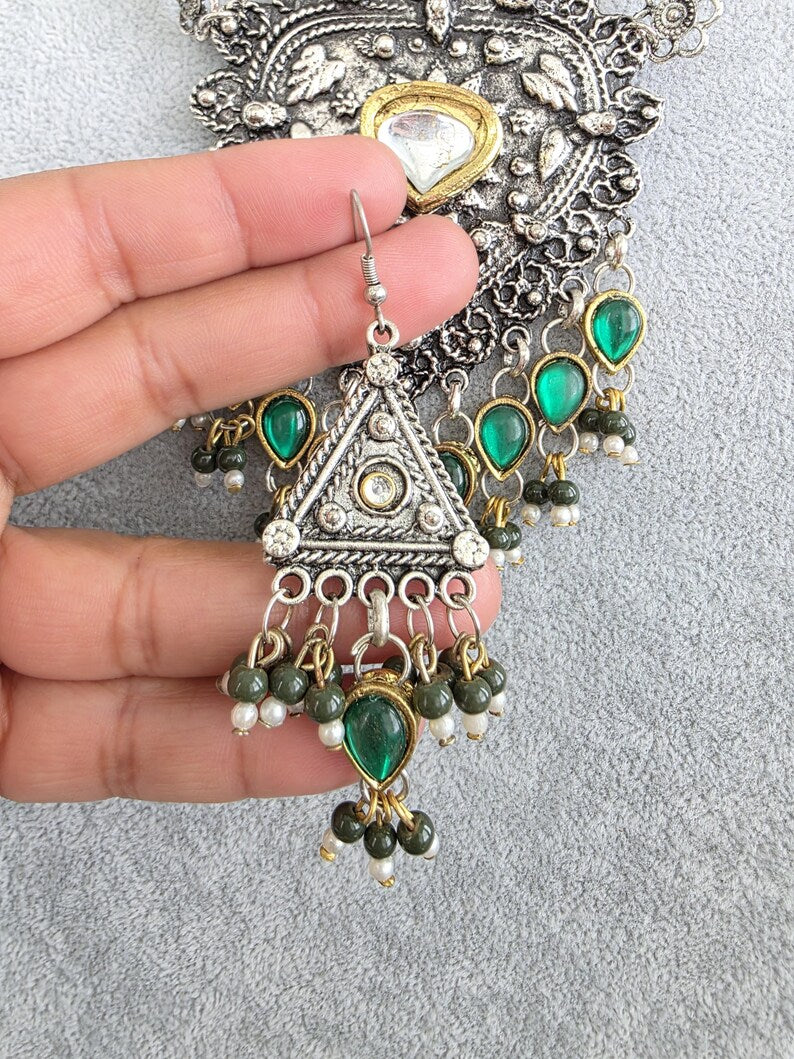 Afghani Necklace /oxidized Necklace/Oxidized Indian Jewelry/Boho Jewelry/Bib Necklace/Afghan necklace/Afghani jewelry/gypsy necklace