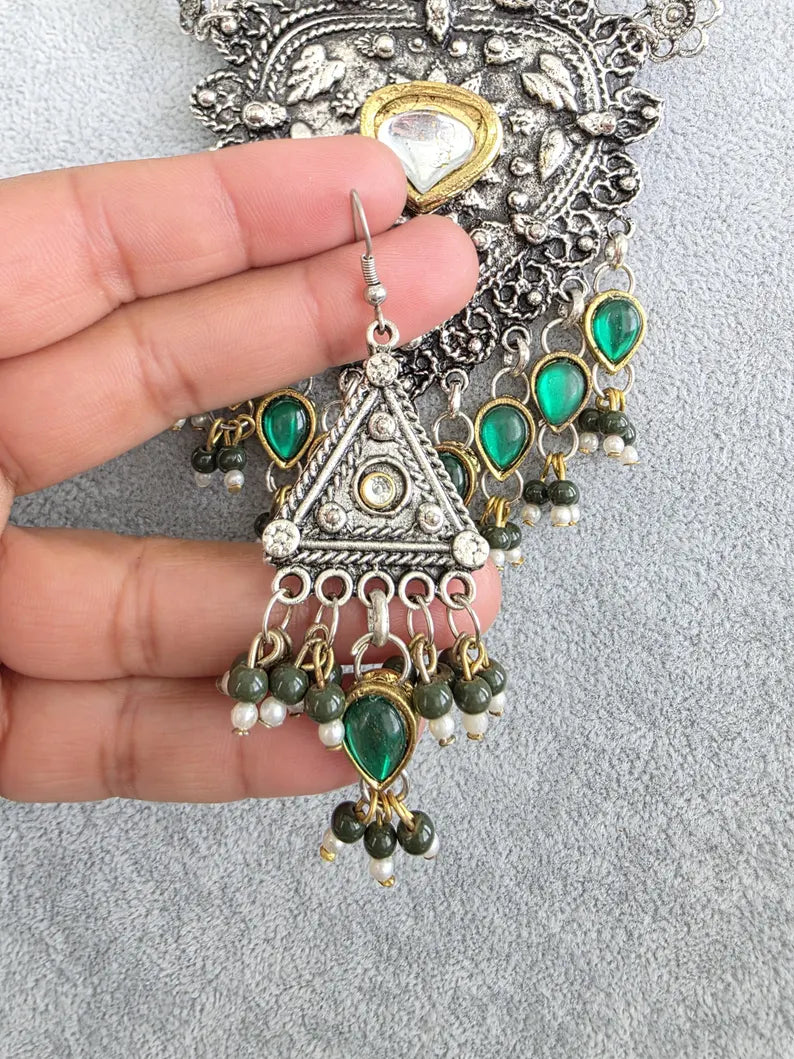 Afghani Necklace /oxidized Necklace/Oxidized Indian Jewelry/Boho Jewelry/Bib Necklace/Afghan necklace/Afghani jewelry/gypsy necklace