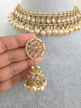 Champagne White Antique Polki Kundan Choker Necklace, Polk Necklace, Indian jewelry, Pakistani necklace, punjabi necklace, bridal wedding