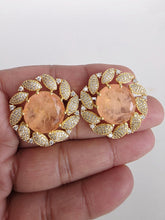 Peach Doublet CZ Diamond Stud Earrings /Indian Jewelry /Statement Stud Earring/Victorian Stud Earrings/Cz Stud/Diamond Stud Earrings
