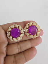 Purple Doublet CZ Diamond Stud Earrings /Indian Jewelry /Statement Stud Earring/Victorian Stud Earrings/Cz Stud/Diamond Stud Earrings