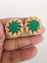 Green Doublet CZ Diamond Stud Earrings /Indian Jewelry /Statement Stud Earring/Victorian Stud Earrings/Cz Stud/Diamond Stud Earrings