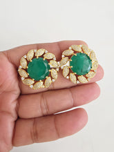 Green Doublet CZ Diamond Stud Earrings /Indian Jewelry /Statement Stud Earring/Victorian Stud Earrings/Cz Stud/Diamond Stud Earrings