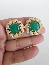 Green Doublet CZ Diamond Stud Earrings /Indian Jewelry /Statement Stud Earring/Victorian Stud Earrings/Cz Stud/Diamond Stud Earrings