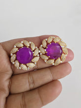 Purple Doublet CZ Diamond Stud Earrings /Indian Jewelry /Statement Stud Earring/Victorian Stud Earrings/Cz Stud/Diamond Stud Earrings