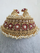 Ruby Gold Polki Choker Necklace, Indian Jewelry, indian wedding necklace, bridal jewelry, Punjabi Pakistani south Indian necklace, Mukut set
