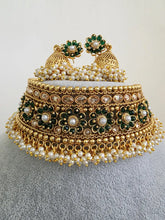 Green Gold Polki Choker Necklace, Indian Jewelry, indian wedding necklace, bridal jewelry, Punjabi Pakistani south Indian necklace,Mukut set