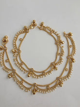 Bridal Gold Plated Anklet Pair/Payal/Moti Payal/Jhanjran/Panjeb/Pajeb/Indian Traditional Anklets/Indian Jewelry/ Pakistani Jewelry