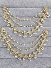 Gold kundan pearl Ear Chain/Sahare/Pearl kaan chain/Earring support chain/Indian Jewelry/Pakistani Jewelry/Bahubali Eaarrings/Kaan sahara