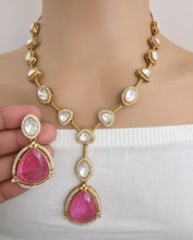 Pink Doublet Moissanite Kundan Necklace/Kundan Choker/Bollywood Jewelry/Indian wedding/Bridal jewelry/Indian Wedding/Pakistani/Punjabi