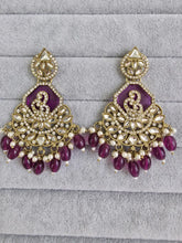 Purple Shadow Stone kundan Earrings/Kundan Chandbali/Indian Earrings/pearl Earring/Statement Earrings/bridal/Indian Wedding/Pakistani