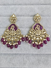 Purple Shadow Stone kundan Earrings/Kundan Chandbali/Indian Earrings/pearl Earring/Statement Earrings/bridal/Indian Wedding/Pakistani