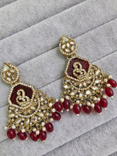 Maroon Shadow stone Kundan Earrings/Indian Earrings/pearl Earring/Pakistani Earrings/Statement Earrings/Long chandelier/Indian wedding