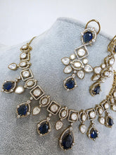 Blue Moissanite Polki Kundan Necklace/Victorian Designer Necklace/Indian Celebrity/Indian Pakistani Wedding Jewelry, Indian necklace