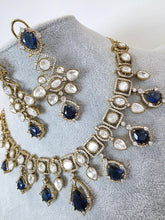 Blue Moissanite Polki Kundan Necklace/Victorian Designer Necklace/Indian Celebrity/Indian Pakistani Wedding Jewelry, Indian necklace