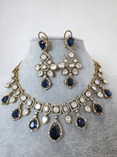 Blue Moissanite Polki Kundan Necklace/Victorian Designer Necklace/Indian Celebrity/Indian Pakistani Wedding Jewelry, Indian necklace