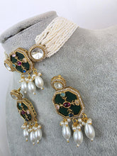 Green Heritage Victorian moissanite polki Kundan choker Necklace, Inlay work Indian Bridal Jewelry, Bollywood, Indian Pakistani Necklace