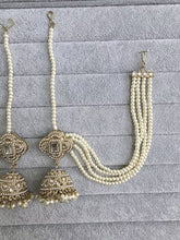 Kundan Pearl bahubali jhumka, Kundan jhumnka, bahubali earrings, Pearl jewelry for weddings, Indian Pakistani jewelry, Bridesmaid jewelry