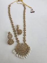 Long Antique dull gold plated Polki mala Necklace/Indian Long Necklace/Pakistani Jewelry/Mala Set /Indian Wedding/Rani Haar/Haram Necklace