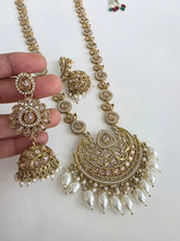 Long Antique dull gold plated Polki mala Necklace/Indian Long Necklace/Pakistani Jewelry/Mala Set /Indian Wedding/Rani Haar/Haram Necklace