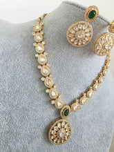 Green Moissanite Kundan Necklace/Indian Kundan Set /Bollywood Jewelry/Indian wedding/Bridal Indian Wedding/Pakistani/Punjabi