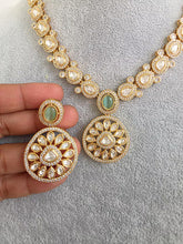 MintGreen Moissanite Kundan Necklace/Indian Kundan Set /Bollywood Jewelry/Indian wedding/Bridal Indian Wedding/Pakistani/Punjabi