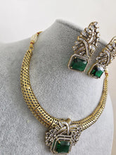 Green Antique Dull Gold CZ Monalisa Stone Hasli necklace set/CZ Necklace/Hasli Necklace, Statement necklace/Indian/Punjabi/Pakistani