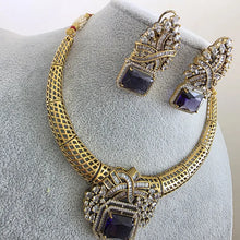 Purple Antique Dull Gold CZ Monalisa Stone Hasli necklace set/CZ Necklace/Hasli Necklace, Statement necklace/Indian/Punjabi/Pakistani
