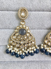 Teal Blue Kundan Earrings/Indian Earrings/pearl Earring/Pakistani Earrings/Statement Earrings/Long chandelier/bridal earrings