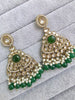 Green Kundan Earrings/Indian Earrings/pearl Earring/Pakistani Earrings/Statement Earrings/Long chandelier/bridal earrings
