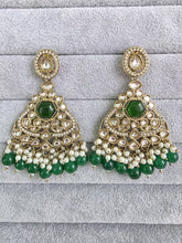 Green Kundan Earrings/Indian Earrings/pearl Earring/Pakistani Earrings/Statement Earrings/Long chandelier/bridal earrings