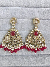 Hot Pink Kundan Earrings/Indian Earrings/pearl Earring/Pakistani Earrings/Statement Earrings/Long chandelier/bridal earrings