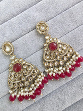Hot Pink Kundan Earrings/Indian Earrings/pearl Earring/Pakistani Earrings/Statement Earrings/Long chandelier/bridal earrings