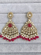 Hot Pink Kundan Earrings/Indian Earrings/pearl Earring/Pakistani Earrings/Statement Earrings/Long chandelier/bridal earrings
