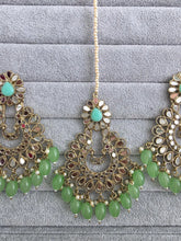 Mint Green Mirror Tikka Earrings set/Maang Tikka/Teeka/Tika/MirrorJewelry/Bollywood/Pakistani/Bridesmaid Gifts/Bridal/Indian Wedding