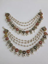 Multi Dull Gold kundan pearl Ear Chain/Sahare/Pearl kaan chain/Earring support chain/Indian Jewelry/Pakistani Jewelry/Kaan sahara Chain