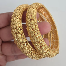Gold Kada bangles 2pc, Indian Amrapali bangles, Antique bangles, Temple Jewelry, South indian bangles, Bridal Bangles, Indian Wedding