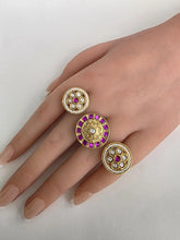 Bridal Double Finger Ruby Kundan Polki Ring/Adjustable Ring/ Pakistani Jewelry/ Indian Jewelry/Bollywood Jewelry/Indian Wedding