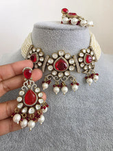 Red Doublet Moissanite Pearl Kundan Necklace/Kundan Choker/Bollywood Jewelry/Indian wedding/Bridal jewelry/Indian Wedding/Pakistani/Punjabi