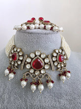 Red Doublet Moissanite Pearl Kundan Necklace/Kundan Choker/Bollywood Jewelry/Indian wedding/Bridal jewelry/Indian Wedding/Pakistani/Punjabi