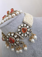 Orange Doublet Moissanite Pearl Kundan Necklace/Kundan Choker/Bollywood JewelryIndian wedding/Bridal jewelryIndian Wedding/Pakistani/Punjabi