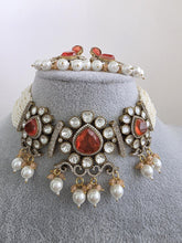 Orange Doublet Moissanite Pearl Kundan Necklace/Kundan Choker/Bollywood JewelryIndian wedding/Bridal jewelryIndian Wedding/Pakistani/Punjabi