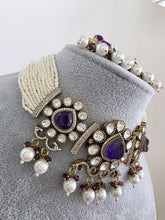 Purple Doublet Moissanite Pearl Kundan Necklace/Kundan Choker/Indian wedding/Bridal jewelry/Indian Wedding/Pakistani/Punjabi