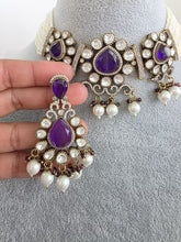 Purple Doublet Moissanite Pearl Kundan Necklace/Kundan Choker/Indian wedding/Bridal jewelry/Indian Wedding/Pakistani/Punjabi