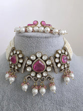 Pink Doublet Moissanite Pearl Kundan Necklace/Kundan Choker/Bollywood Jewelry/Indian wedding/Bridal jewelry/Indian Wedding/Pakistani/Punjabiv